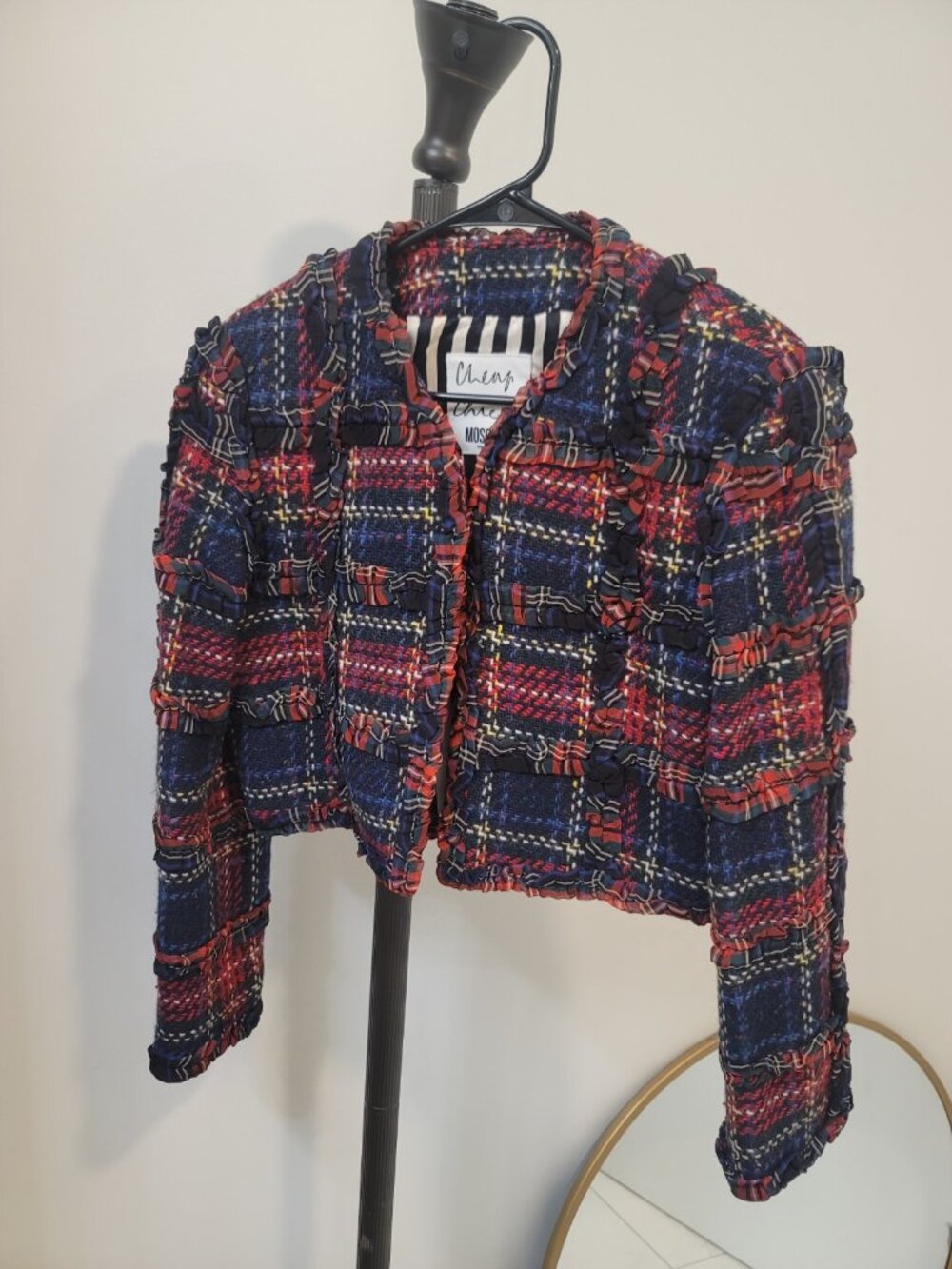 Moschino Cheap and Chic Runway Plaid Wool Jacket Size Small Multicolor